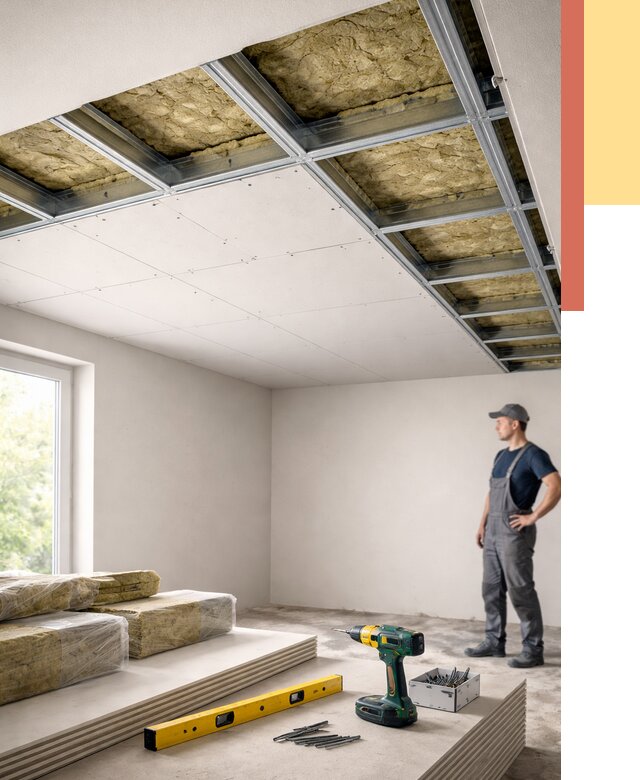 Звукоизоляция потолка ГКЛ в Россоши от 985 руб. — монтаж под ключ | ОТДЕЛОЧНИК-Рсс