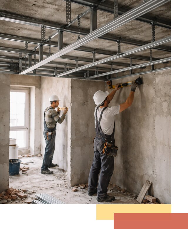 Монтаж каркаса потолка из профильного профиля в Россоши