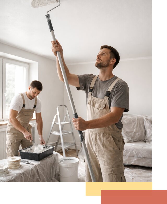 Покраска потолка водоэмульсионной краской в Россоши