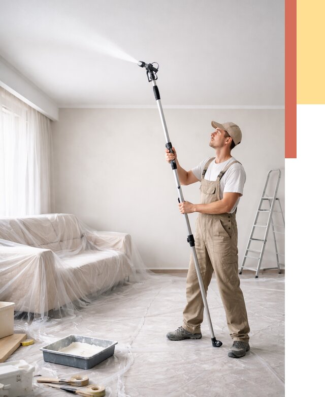 Покраска потолка краскопультом в Россоши от 4666 руб. быстро и недорого | ОТДЕЛОЧНИК-Рсс