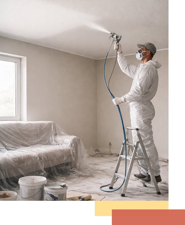 Покраска потолка краскопультом в Россоши быстро и качественно