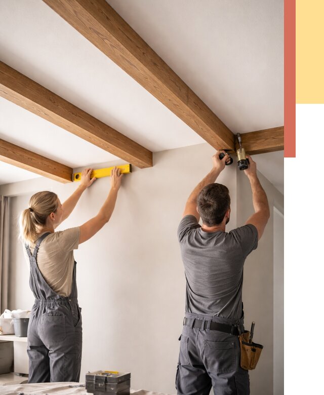 Монтаж декоративных балок на потолок в Россоши от 4355 руб. — ОТДЕЛОЧНИК-Рсс